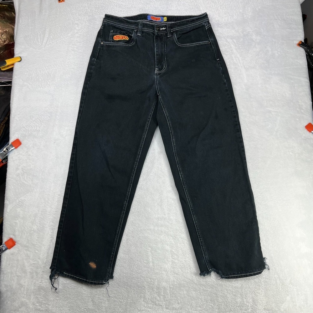 Empyre Ultra Loose Fit Embroidered Black Skate Jeans Men's Classic 31X27 - Flaws